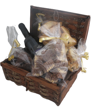 Baked Goods Basket with Wine